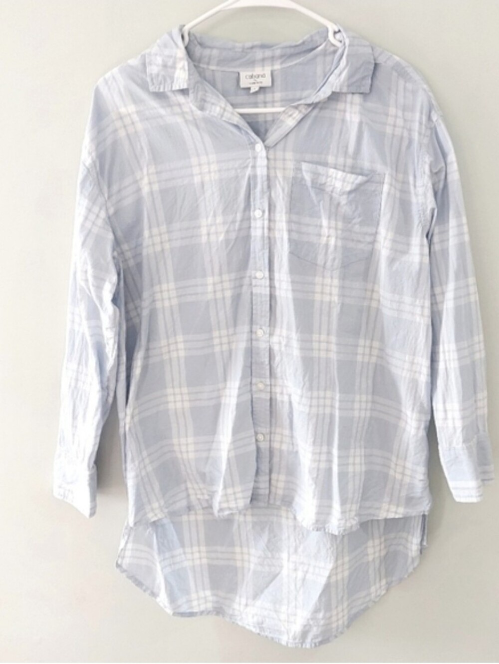 Cabana by Crown & Ivy button-up shirt Small blue white plaid long sleeve